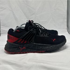 PUMA Pacer Future Marbleized Running Shoe Jr Boys Sz 10 Black & Red SoftFoam